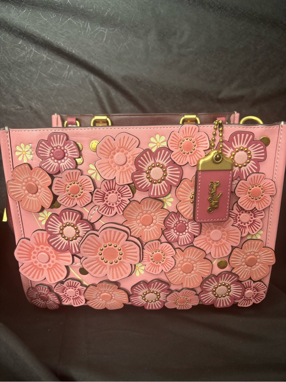Coach Rogue 25 Tea Rose Bubblegum Pink Floral Appliqué Bag